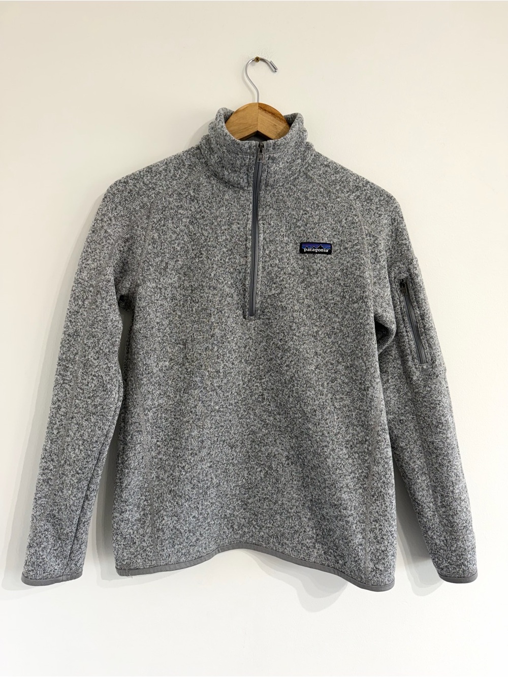 Patagonia Better Sweater 1/4-Zip birch white knit outer fleece inside